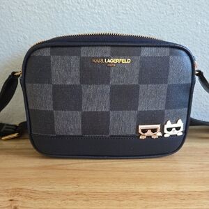 Karl Lagerfeld Navy Checkered Crossbody